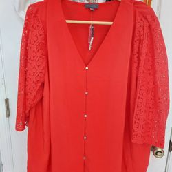 Beautiful and Elegant Red Blouse 3X