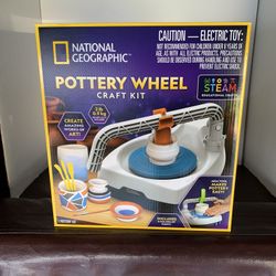 NATIONAL GEOGRAPHIC Deluxe Pottery Wheel Kit – Complete Starter Pottery Set, Plug-In Motor, 3 lbs. Air Dry Clay, Gemstone Chips, Sculpting Tools, Pate