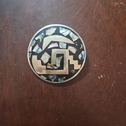 Vintage Silver And Abalone Brooch