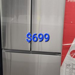 SAMSUNG REFRIGERATOR 3DOORS STAINLESS STEEL LIKE NEW VERY CLEAN DELIVERY HAUL AWAY OLD ONE 