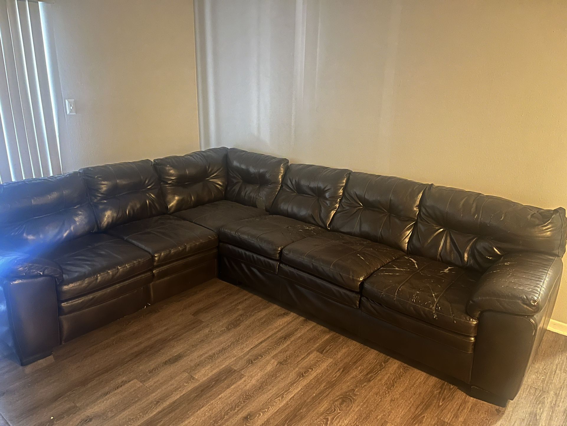 Brown Leather Sectional Couch