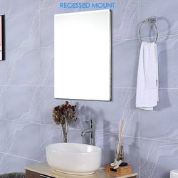Movo Medicine Cabinet with Mirror, 24 Inch x 30 Inch Aluminum Mirror Cabinet with Single Door, Bathroom Medicine Cabinet, Surface Mount or Recess Inst