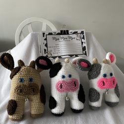 Mia moo moo Plush Cow , Hand Crochet 