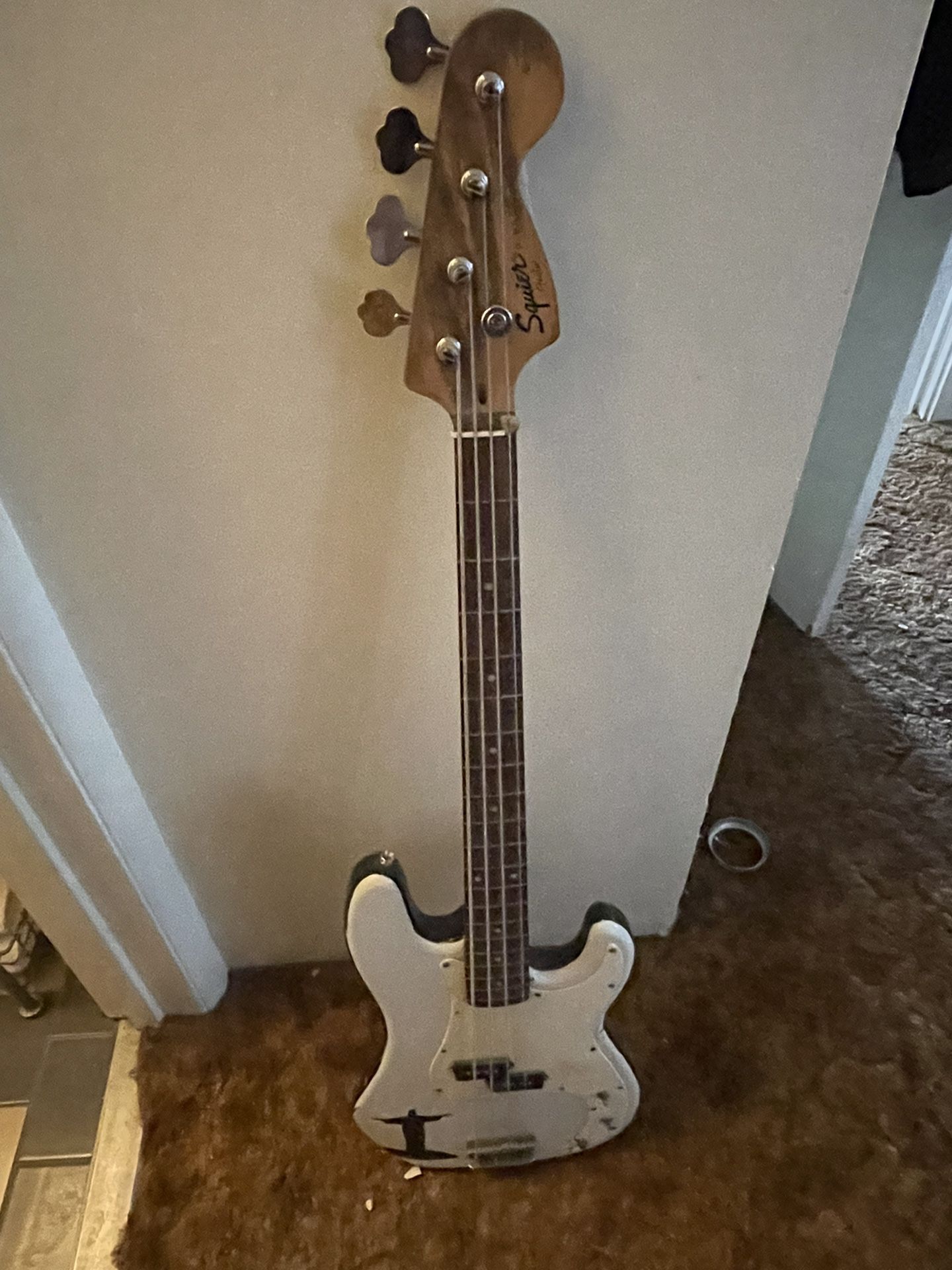 Squire By Fender Precision Bass Guitar, Maple, White Blonde