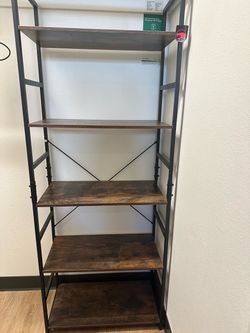 Industrial 5-Tier Bookshelf with Metal Frame