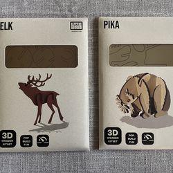 3D Wooden Animal Puzzles, Elk and Pika, NEW