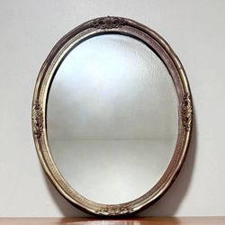Vintage Hand Carved Gilded Oval Wall Mirror