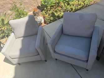 Pair of Gray Upholstered Accent Chairs