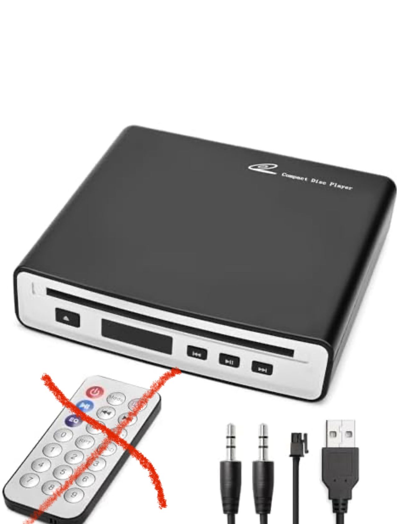 Universal External Car CD Player - Portable CD Player with Aux Port Connects to Car, Laptop, TV, Mac, Computer, Plug & Play
