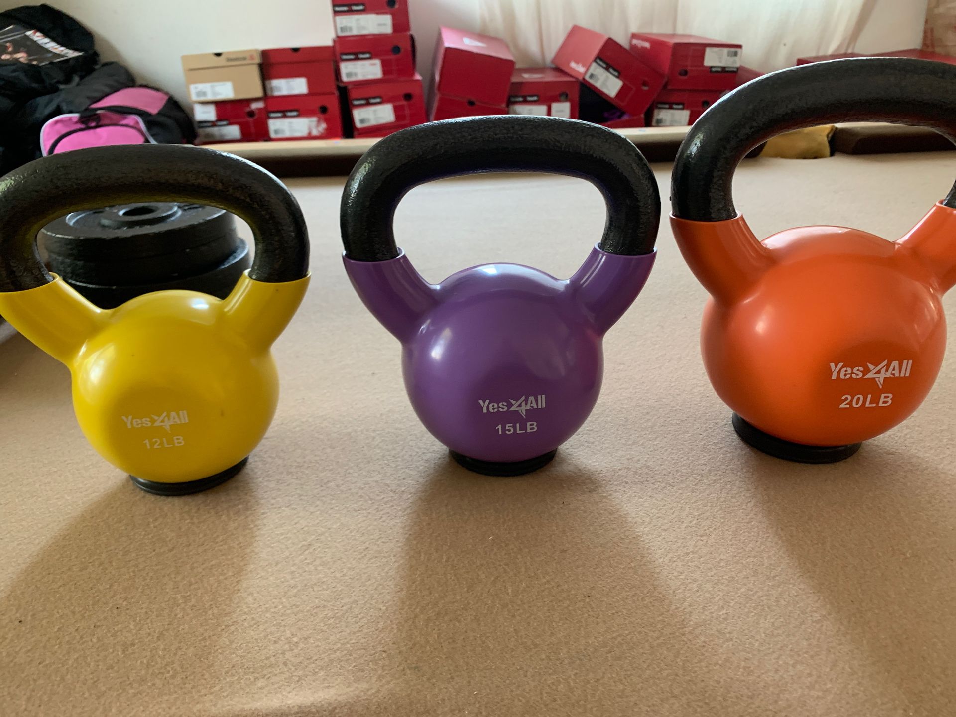 SET OF 3 Brand New KETTLE BELLS 12 lb. 15 lb. 20 lb.