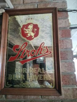 Stroh's Beer Advertising Mirror Sign