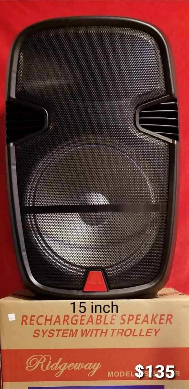 15 Inch New Bluetooth Speaker SD CardSlot USB PortFM RadioMicrophone Included For Karaoke ( Bosina ) Bz3