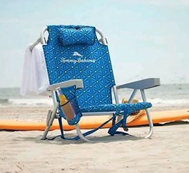 Brand New Tommy Bahama Backpack Aluminum Beach Chair - Blue Floral