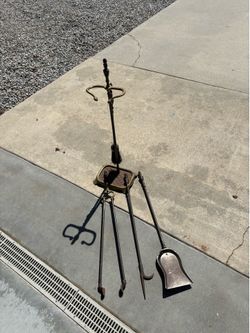 Brass Fireplace Tool Set with Stand