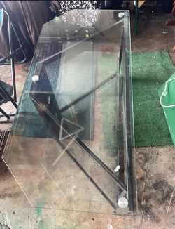 Glass tv stand with Metal Frame