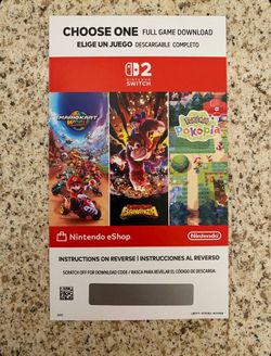 NINTENDO SWITCH 2 MARIO KART/DONKEY KONG/ POKOPIA DOWNLOADABLE VOUCHER