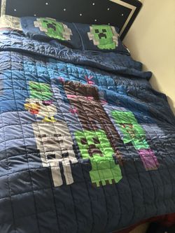 Queen Size Minecraft Quilt & Pillow Case