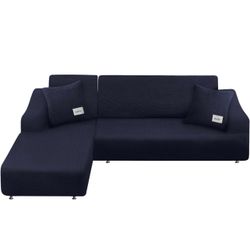 LA MEACK Sofa Slipcover,Sectional Couch Covers 2-Piece, L-Shaped Sofa Covers Reversible Sofa Cover Furniture Protector Stretch Couch Slip Cover with 2