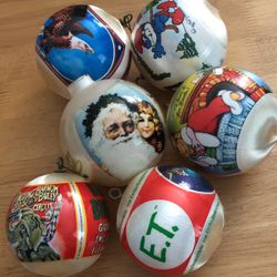 1982 Vintage Ornaments Set Of 5( E.T. Miss Piggy Kermit the Frog The Smurfs Big Bongo Grainy Two Story Elephant)