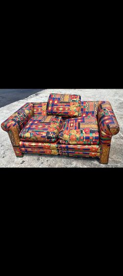 Oversized Loveseat with Patchwork Upholstery