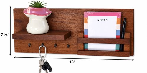 Rustic Wall Organizer Shelf – Handmade Entryway Organizer