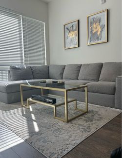 Pick up only: Gray Fabric Sectional Sofa with Chaise