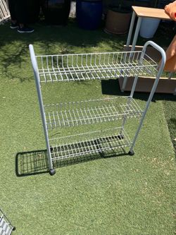 White 3-Tier Wire Rolling Storage Cart