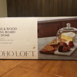 Marble & Wood Serving board - New In box!