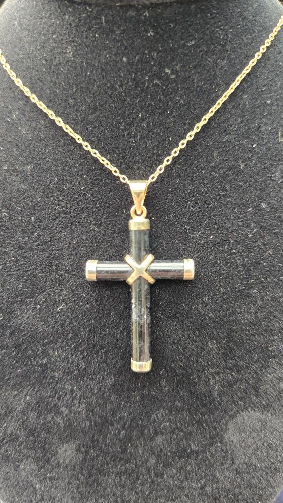 Genuine Black Jade Cross Pendant