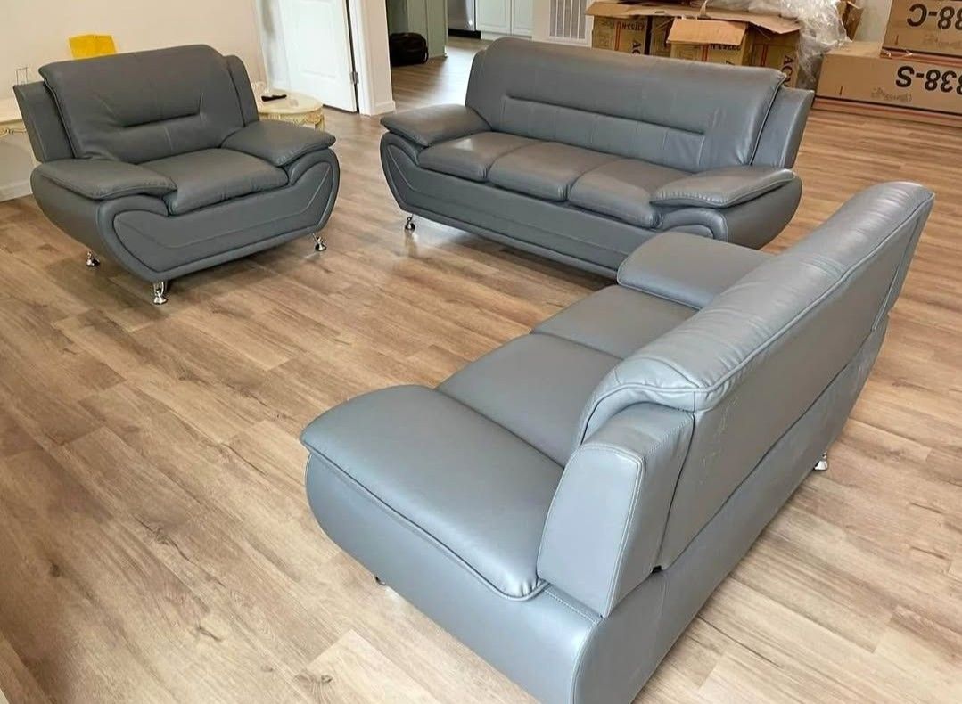 AVAILABLE IN BLACK AND GRAY! SOFA LOVESEAT AND CHAIR SET