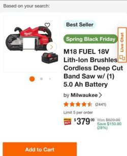 Milwaukee Band Saw W/Battery (5.0)