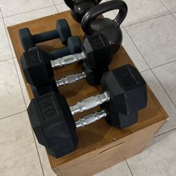 Dumbbells, Kettlebells And Box