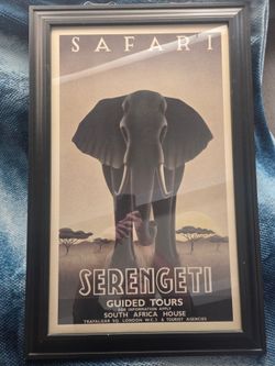 Framed Serengeti Safari Vintage Style Travel Poster