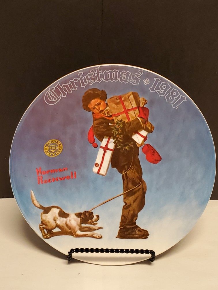 1981 Norman Rockwell Limited Edition Collector’s Plate “Wrapped Up in Christmas” With COA in Original Box