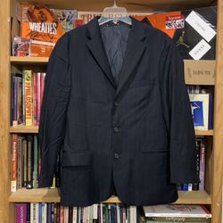 J.CREW-men’s black w/sliver pin stripe wool long sleeve sport/blazer jacket