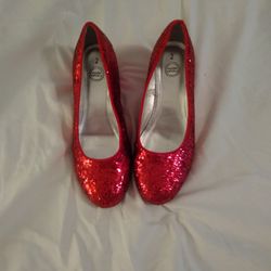 Girls Size 2 Red Sparkle Shoes