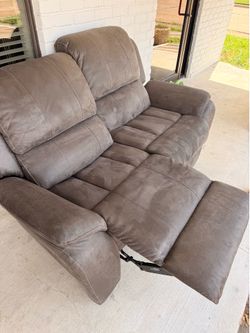 Gray sofa and loveseat