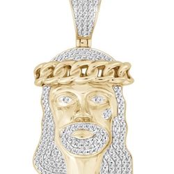 Men’s Diamond Jesus Pendant 1/2 Ct Tw 10k Yellow Gold