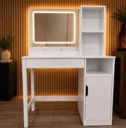 New! Make Up Vanity with Storage & LED Light