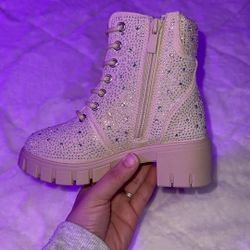 Pink Rhinestone Boots