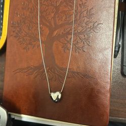 16” Adjustable To 17” Sterling Silver Floating Heart On Sterling Silver Snake Chain