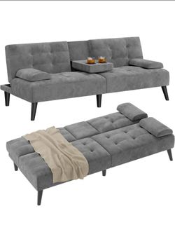 Shintenchi Futon Sofa Bed, Velvet Foldable Couch.
