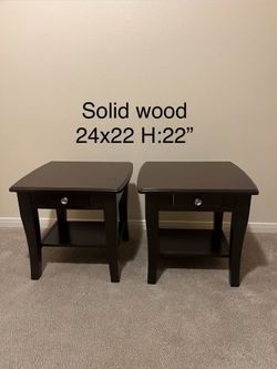 Solid Wood End Tables Set of 2