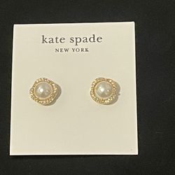 *NEW* Kate Spade Pearl With Gold Edges Stud Earrings