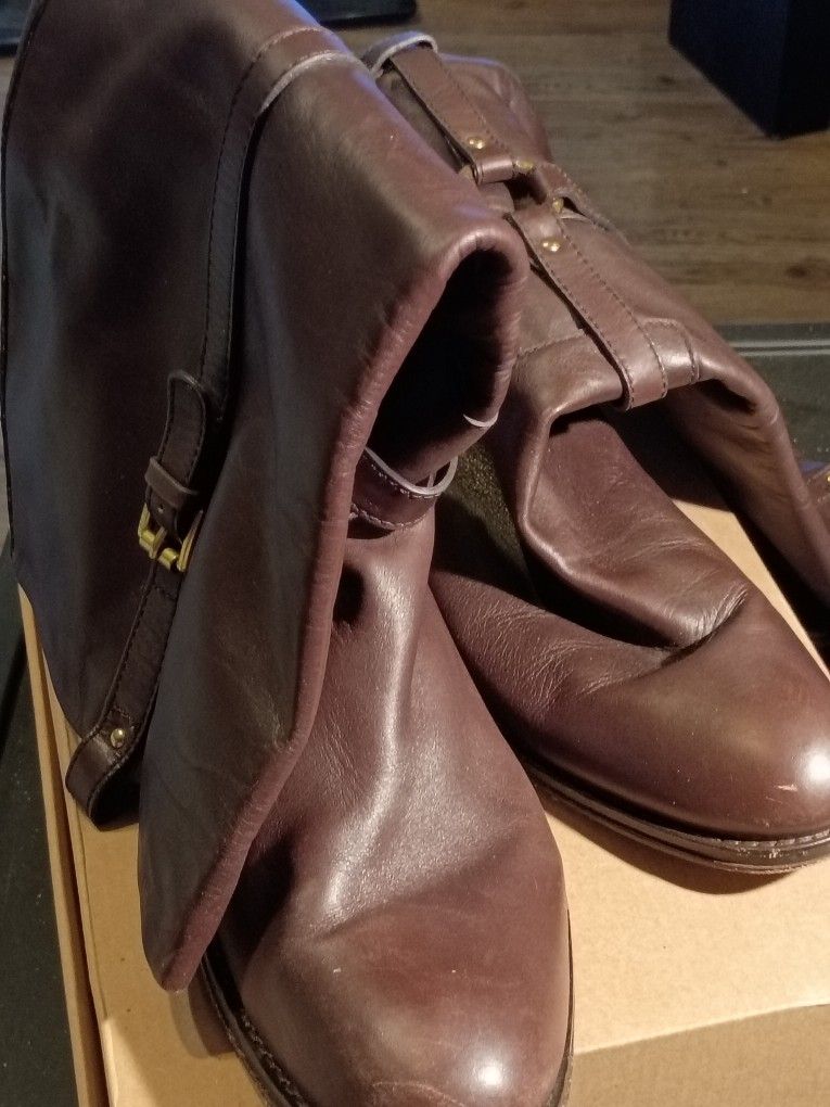 COACH " ELLIE VACHETTA RIDERS BOOTS BROWN LEATHER