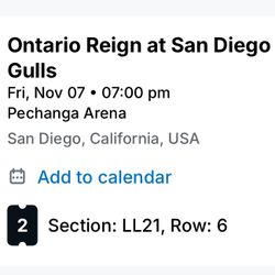 2 Tickets - San Diego Gulls