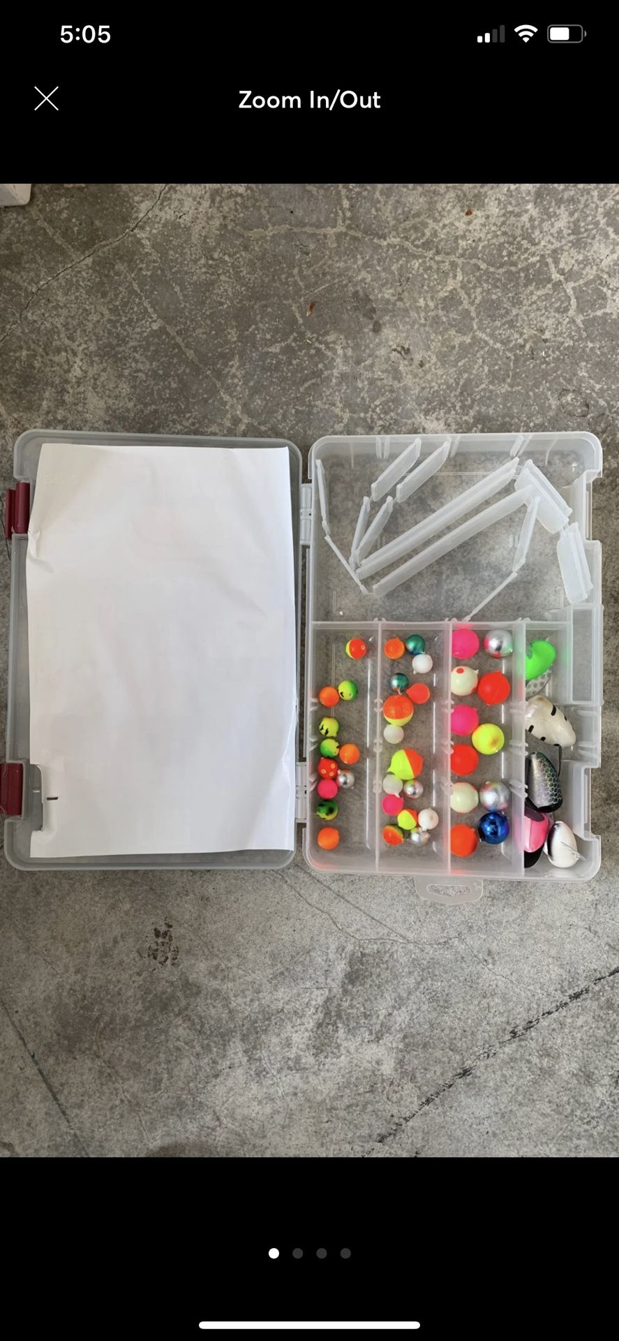 Fishing gear with storage container