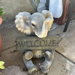 Elephant Welcome Ornament Resin 15 Inches X13 Inches He’s In Good Condition Looking For A New Home 