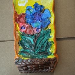Hand-Painted Ceramic Floral Wall Art
