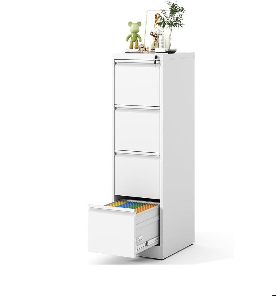 V-File Cabinet, Vertical File Cabinets with Lock for Home Office,Heavy Duty Office Steel Filing Cabinet for Hanging Letters/Legal/A4, Assembly Require